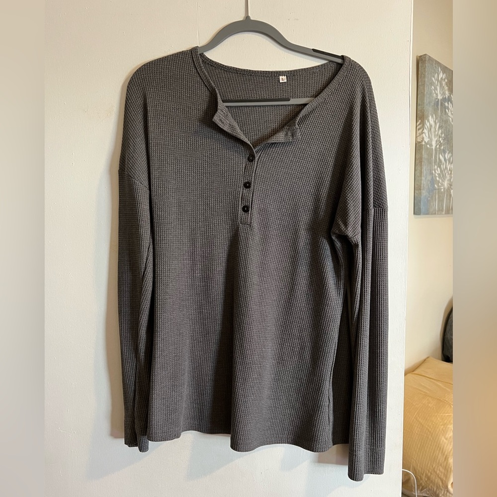NWOT Waffle Gray Long Sleeve: L